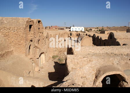 Ksar Hadada, ancien grenier fortifié, district de Tataouine, Tunisie Banque D'Images