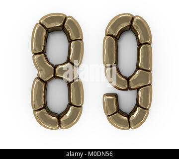 Jeu de lettres, chiffres et symboles de barres d'or. Le rendu 3D Banque D'Images