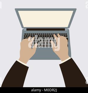 Les mains sur un clavier d'ordinateur vector illustration style plat Illustration de Vecteur