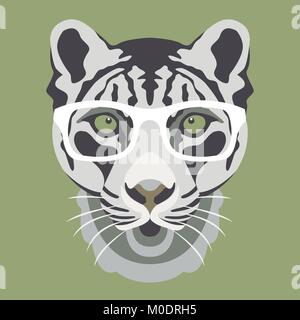 Leopard face dans les verres avant de type télévision illustration vectorielle Illustration de Vecteur
