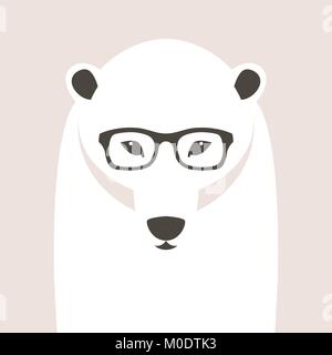 Face à l'ours polaire dans les verres vector illustration style plat Illustration de Vecteur
