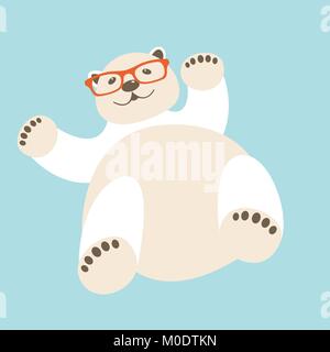 Face à l'ours polaire dans les verres vector illustration style plat Illustration de Vecteur