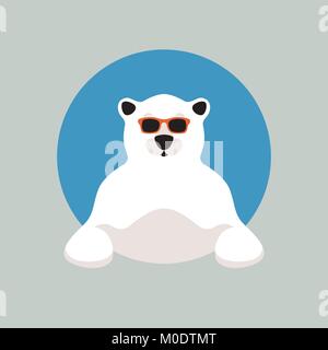 Face à l'ours polaire dans les verres vector illustration style plat Illustration de Vecteur