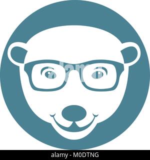 Face à l'ours polaire dans les verres vector illustration style plat Illustration de Vecteur