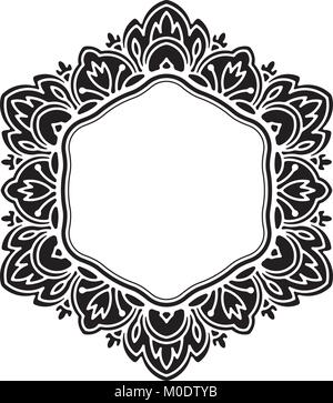 Rare, hexagonales, dentelle noire, cadre décoratif avec place vide pour votre texte. Vector illustration. Illustration de Vecteur