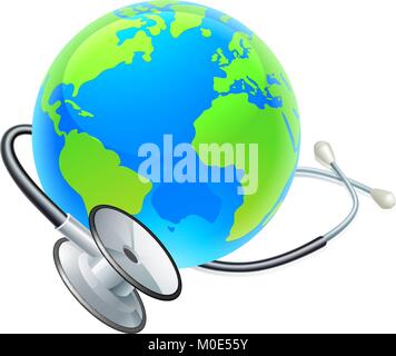 La Journée mondiale de la santé terre Globe Concept stéthoscope Illustration de Vecteur