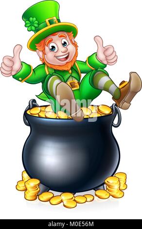 Pot d'or St Patricks Day Leprechaun Illustration de Vecteur