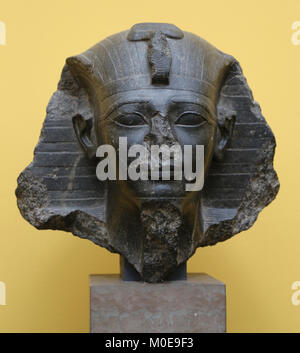 Amenhotep II, Aménophis II, Pharaon de la xviiième dynastie de l'Égypte. C. 1427-1401 BC. Tête de Sphinx, diorite. Banque D'Images