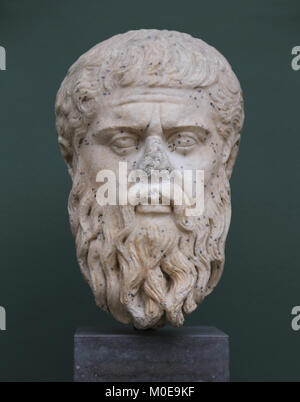 Le philosophe Platon (428-348 av. J.-C.) Tête portrait, le marbre. Copie romaine d'origine grecque. 4ème siècle avant J.-C.. Banque D'Images