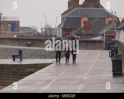 Sheerness, Kent, UK. Jan 21, 2018. Météo France : la neige et le grésil commençant à tomber dans Sheerness au déjeuner après que la température est tombée à 2°c. Credit : James Bell/Alamy Live News Banque D'Images