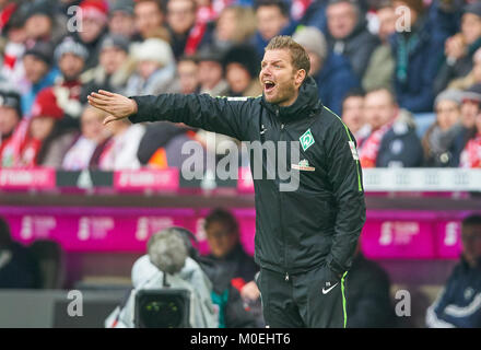 Leverkusen, Allemagne. Jan 21, 2018. Football FC Bayern Munich, Munich, le 21 janvier 2018 Kohfeldt Headcoach Florian, Brême gesticule et donner des instructions, action, seule image, le geste, le geste, un mouvement de la main, en soulignant, d'interpréter, de mimik, FC BAYERN MUNICH - Werder Brême 4-2 1.ligue de soccer allemand, Munich, le 21 janvier 2018, la saison 2017-2018 Crédit : Peter Schatz/Alamy Live News Banque D'Images