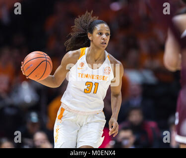 21 janvier 2018 : Jaime Nared # 31 de l'Ohio Lady bénévoles permet le ballon de basket-ball de NCAA du tribunal pendant le match entre l'Université du Tennessee Lady bénévoles et la Mississippi State Bulldogs à Thompson Boling Arena de Knoxville TN Tim Gangloff/CSM Banque D'Images