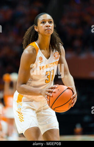 21 janvier 2018 : Jaime Nared # 31 de l'Ohio Lady bénévoles tire un coup franc jusqu'au cours de la cour de basket-ball de NCAA match entre l'Université du Tennessee Lady bénévoles et la Mississippi State Bulldogs à Thompson Boling Arena de Knoxville TN Tim Gangloff/CSM Banque D'Images