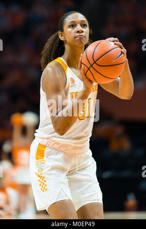 21 janvier 2018 : Jaime Nared # 31 de l'Ohio Lady bénévoles tire un coup franc jusqu'au cours de la cour de basket-ball de NCAA match entre l'Université du Tennessee Lady bénévoles et la Mississippi State Bulldogs à Thompson Boling Arena de Knoxville TN Tim Gangloff/CSM Banque D'Images