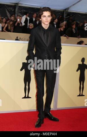 Los Angeles, CA, USA. Jan 21, 2018. Arrivées à Timothée Chalamet pour la 24e conférence annuelle des Screen Actors Guild Awards - Arrivals, Shrine Auditorium, Los Angeles, CA, 21 janvier 2018. Credit : Priscilla Grant/Everett Collection/Alamy Live News Banque D'Images