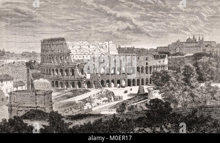 Le Colisée, amphithéâtre antique, Rome, Italie, 19e siècle Banque D'Images