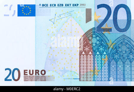 Close-up de la partie 20 billet d'euro. Banque D'Images