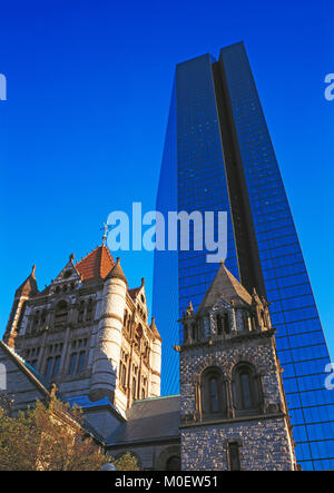 Église de la Trinité et la Hancock Tower, Boston, Massachusetts, USA Banque D'Images