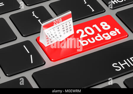 2018 concept budgétaire sur le clavier, rendu 3D Banque D'Images