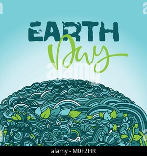 Mandala design écologique modèle. Carte du Jour de la terre et les feuilles de wave pattern. Vector illustration