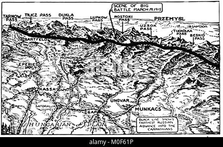 La PREMIÈRE GUERRE MONDIALE - UN 1917 Carte montrant l'activité militaire dans la Première Guerre mondiale 1914-1918 - attaque italienne sur l'Autriche et les lignes de bataille russe Banque D'Images