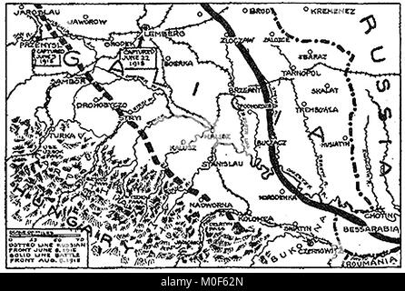 La PREMIÈRE GUERRE MONDIALE - UN 1917 Carte montrant l'activité militaire dans la Première Guerre mondiale 1914-1918 -Campagne de Gallician et la grande fédération de retraite. Banque D'Images