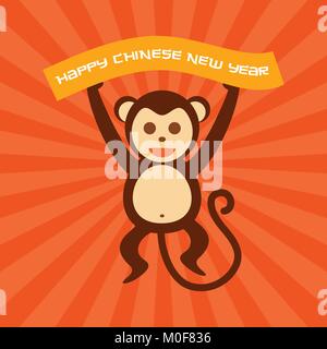 Joyeux Nouvel An Chinois Monkey vecteur d'action Conception graphique Illustration de Vecteur