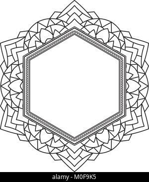 Rare, hexagonales, de la dentelle, du cadre décoratif avec place vide pour votre texte. Vector illustration. Illustration de Vecteur