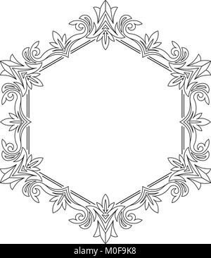 Rare, hexagonales, de la dentelle, du cadre décoratif avec place vide pour votre texte. Vector illustration. Illustration de Vecteur