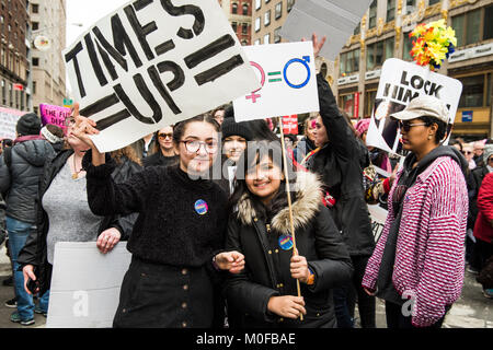 New York, NY, USA - Le 20 janvier 2018 : Marche des femmes 2018 Banque D'Images