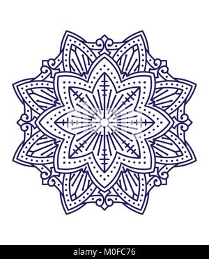 Abstract vector dentelle ronde design en ligne mono style - mandala, élément décoratif Illustration de Vecteur