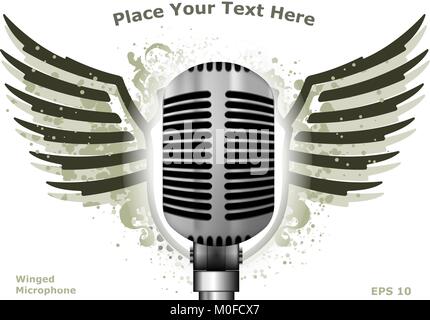 Microphone à ailes. Vector illustration Illustration de Vecteur