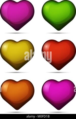 Ensemble de coeurs colorés Illustration de Vecteur