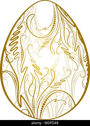 Œuf de Pâques avec un motif floral en or Illustration de Vecteur