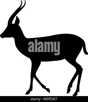 Antelope vector illustration silhouette noire côté profil deer Illustration de Vecteur
