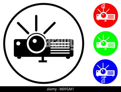 Définir l'icône d'un projecteur avec noir et couleur RVB Banque D'Images