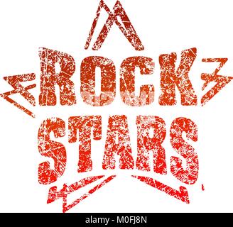 Timbres en caoutchouc style grunge Rock stars dans les tons rouges Illustration de Vecteur