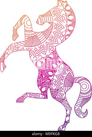 Faites à la main pour des profils coloriage de cheval avec zentangle Illustration de Vecteur