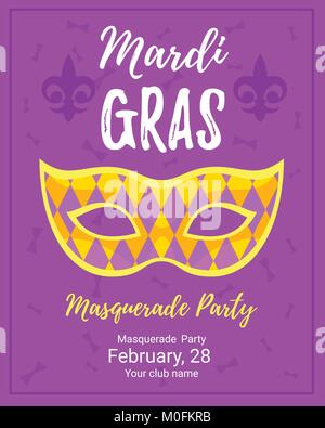 Pour l'affiche de Mardi Gras masquerade Illustration de Vecteur