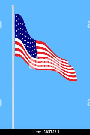 Brandissant le drapeau américain. Drapeau USA vectorielles illustration pour flyer, banderole, carte de vœux, estampe, affiche, design Illustration de Vecteur