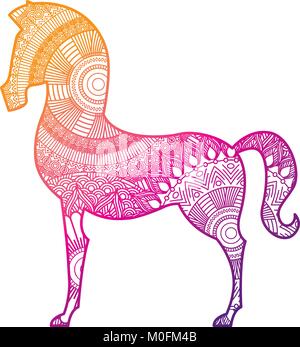 Faites à la main pour des profils coloriage de cheval avec zentangle Illustration de Vecteur