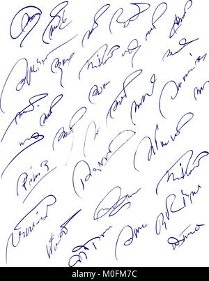 Collecte de signatures de contrat fictif. Illustration d'autographes. Illustration de Vecteur