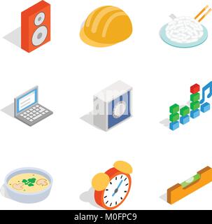 New day icons set, style isométrique Illustration de Vecteur