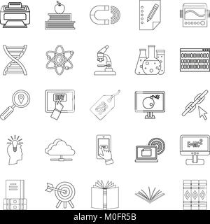 Étude Cyber icons set style du contour, Illustration de Vecteur