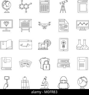 Robotics icons set style du contour, Illustration de Vecteur