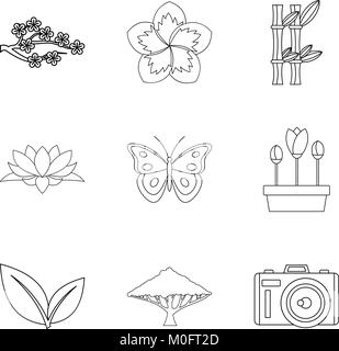 La fertilisation icons set style du contour, Illustration de Vecteur