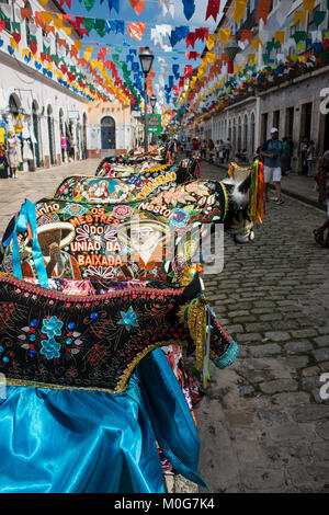 Sao Luis, l'Etat du Maranhao, Brésil - Juillet 7, 2016 : ville historique se prépare pour la traditionnelle fête de taureaux Banque D'Images