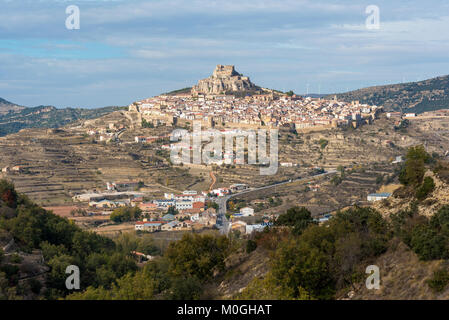 Voir à l'ancienne ville médiévale de Morella, Castellon, Espagne Banque D'Images