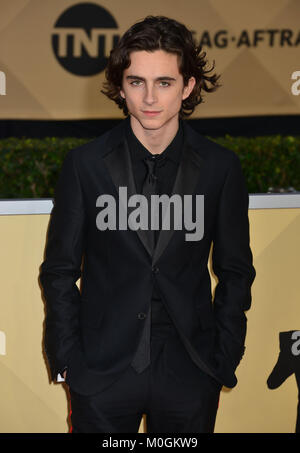 Los Angeles, USA. Jan 21, 2018. Timothée Chalamet participe à la 24e édition des Screen Actors Guild Awards Au Shrine Auditorium le 21 janvier 2018 à Los Angeles, Californie / USA Crédit : Tsuni/Alamy Live News Banque D'Images