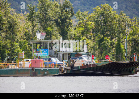 Car-ferry sur la Daintree River à l'extrême nord du Queensland, Australie Banque D'Images